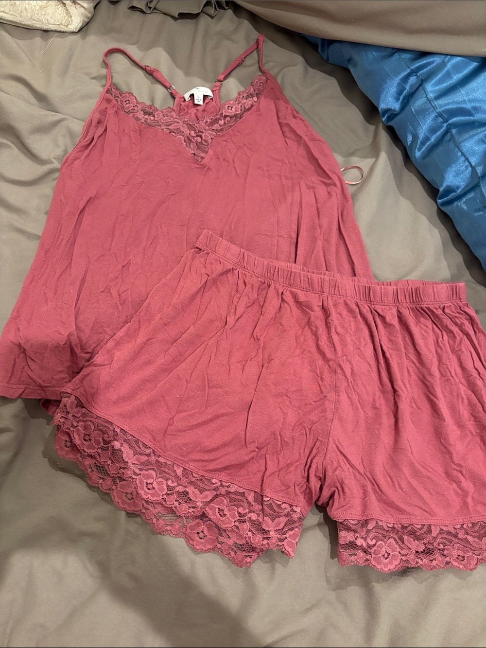 Socialite Dusty Rose Lace-Trim Cami & Short Pajama Set large